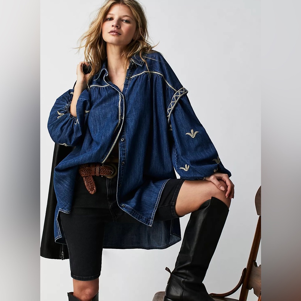 Free People Myna Denim Tunic